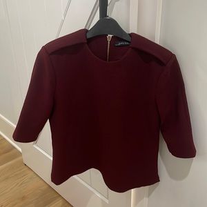 Zara burgundy shirt sleeve top